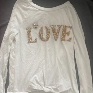 Valentine Long sleeve  T Shirt Beaded LOVE shirt 7/8